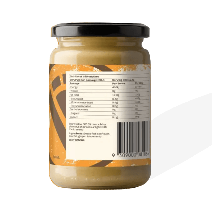 Grass Fed Beef Tallow: Ginger Turmeric